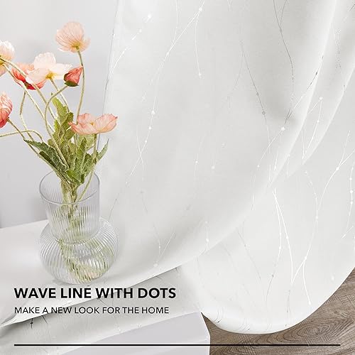 Miniatura 4 de Deconovo Cortinas blancas para dormitorio, oscurecimiento de la habitación, cortinas de 108 pulgadas de largo, 2 paneles, cortinas de sala de estar