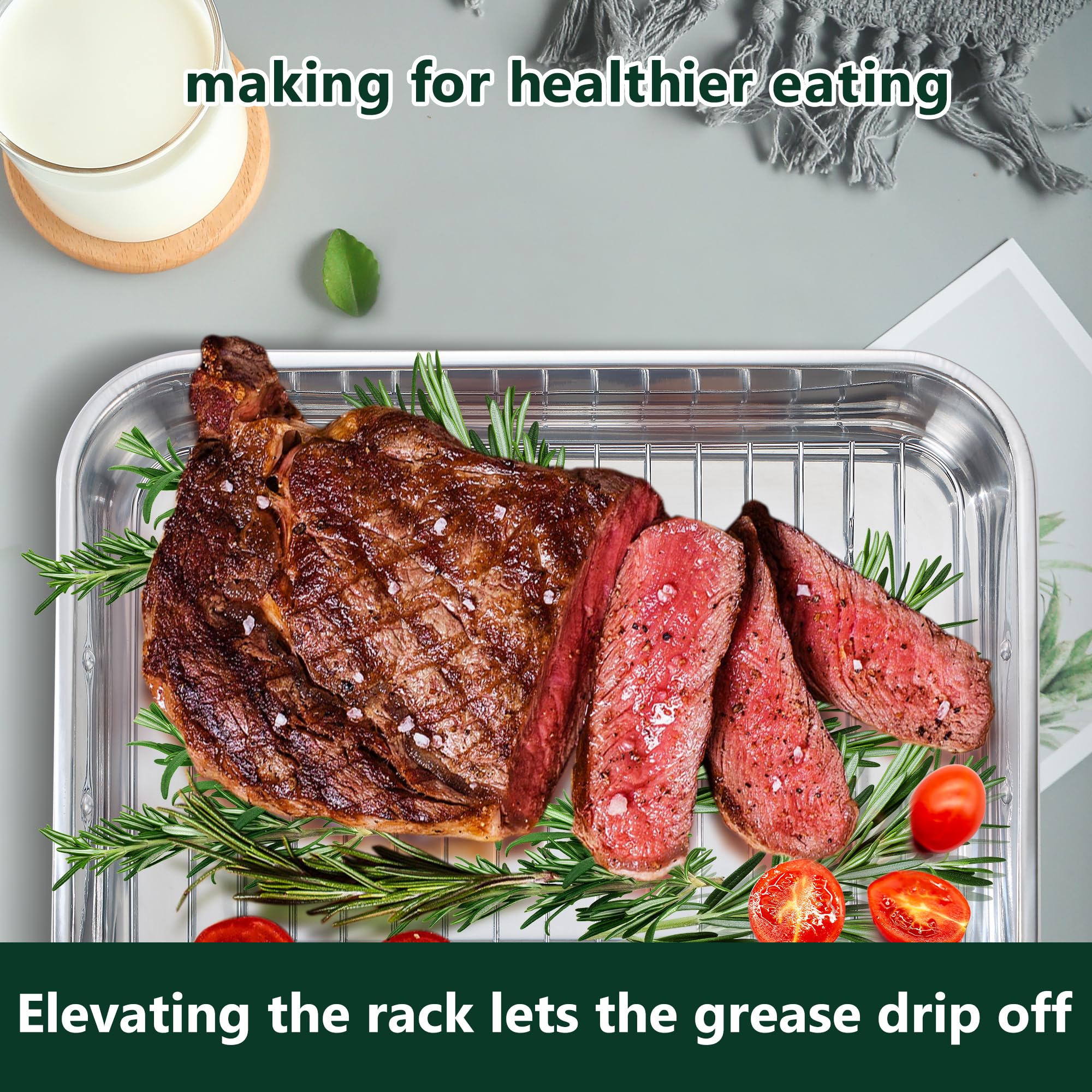 Stainless Steel Roaster with Flat Rack & Parchment Paper, 16.2 x 12.2 x 3 inches - Ideal Roasting Pan for Whole Turkey, Roasts, or Multiple Sides - Image 4