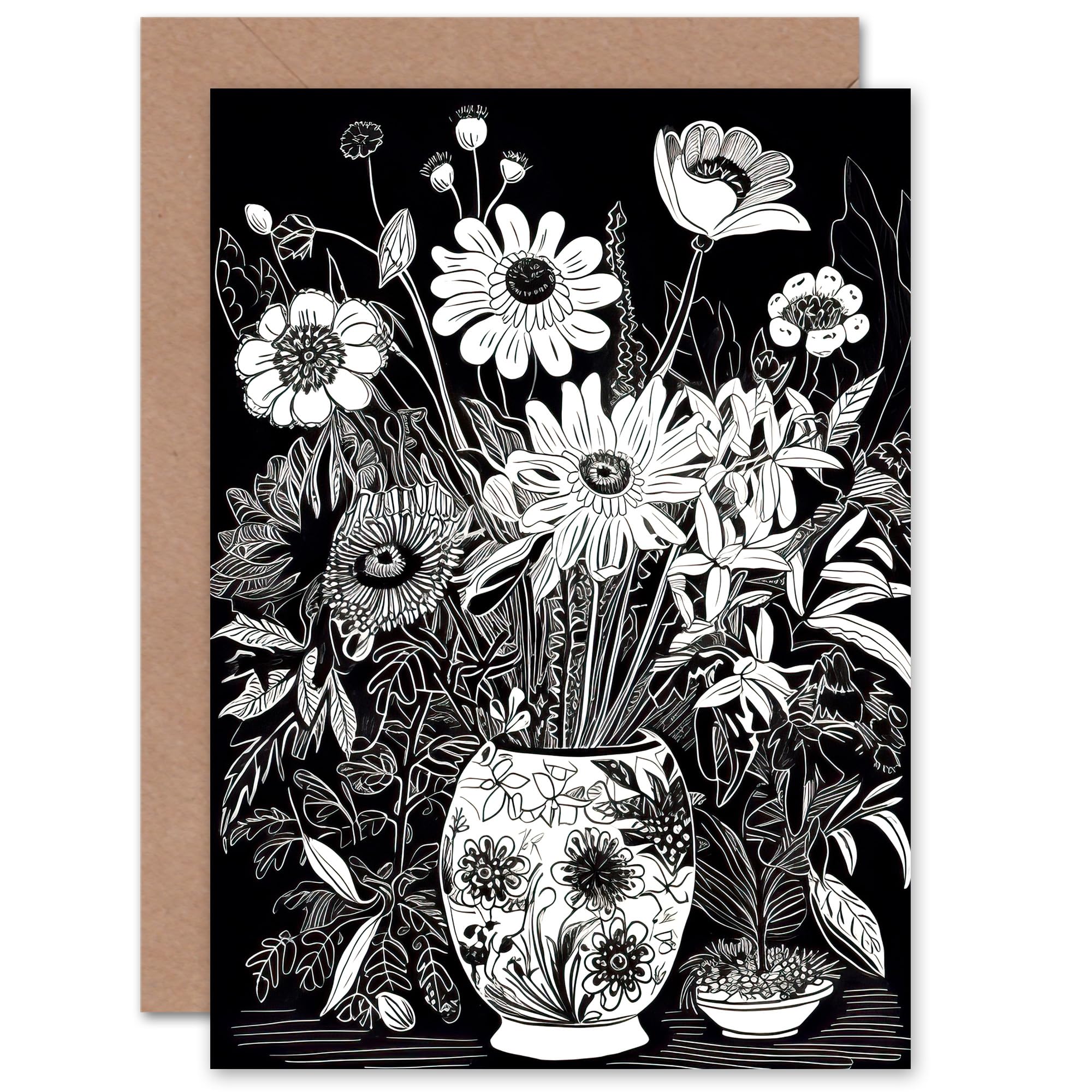 Artery8 Floral Bouquet Flower Lover for Wife Her Mum Sister Daughter Mom Gran Nan Birthday Thank You Get Well Soon Blank Art Greeting Card