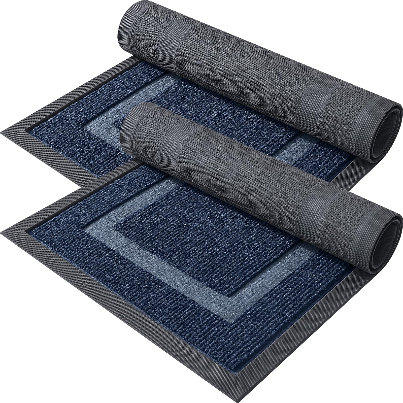 OLANLY 2-Pack Front Door Mats Indoor Outdoor Entrance, Waterproof All-Season All-Weather, Sturdy Natural Rubber, Fade Resistant, Low Profile, Easy