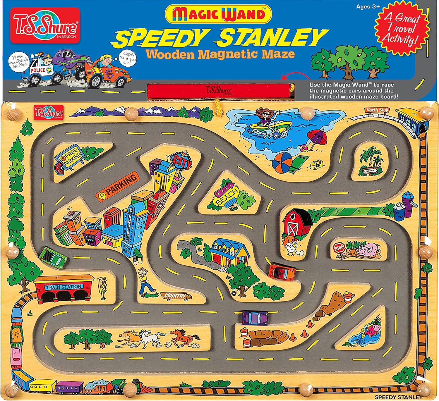 TS Shure by Bendon Bulldozer Construction Magic Wand Magnetic Maze with 3 Magnets and Magnetic Magic Wand Pre-School Learning 50293