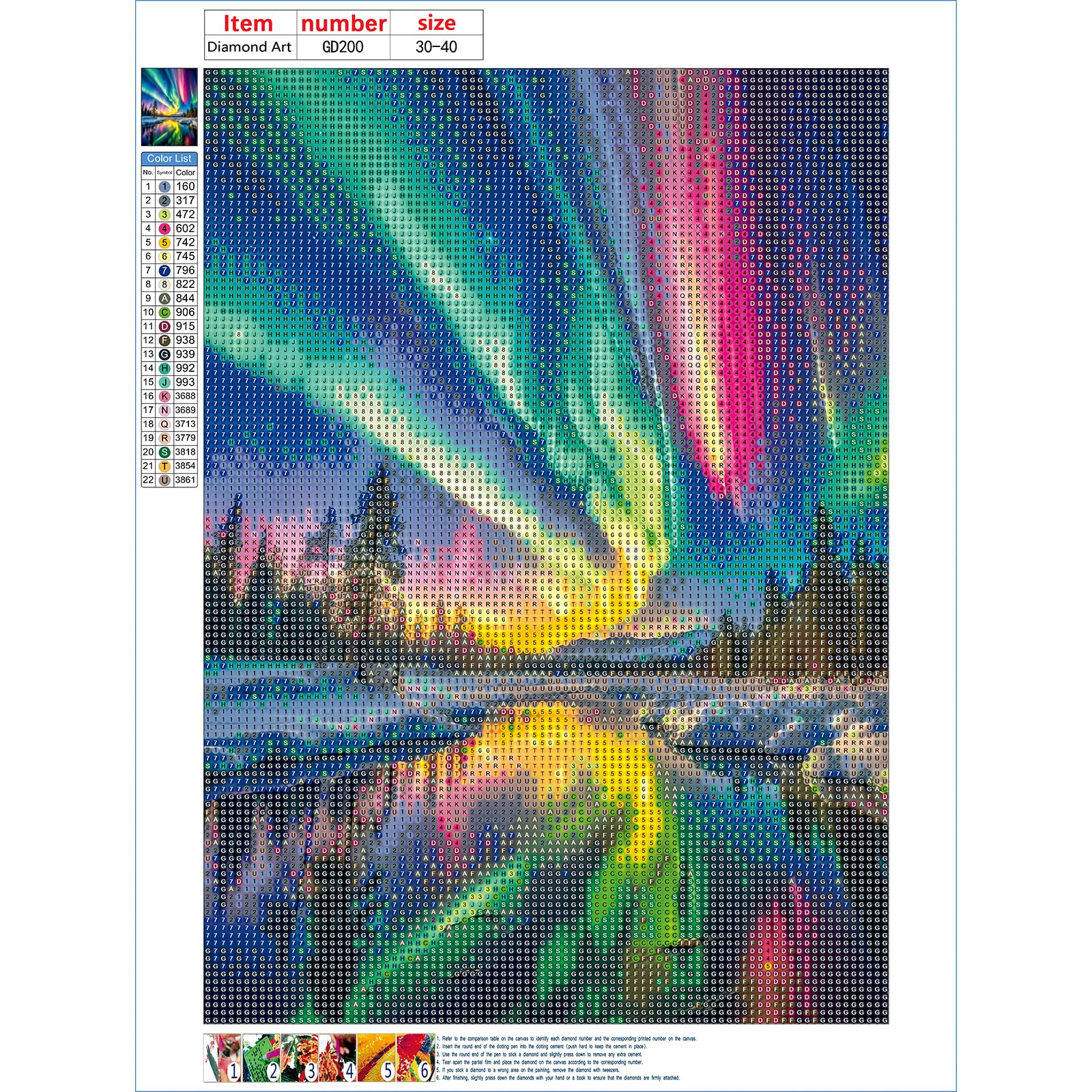GDYEEH Aurora Borealis Diamond Painting Erwachsene, 5D Spiegelung Diamant Painting Bilder Anfu00e4nger, DIY Runder Vollbohrer Diamanten Malerei Stickerei Kreuzstich Geschenke Home Wand Dekor 30x40cm
