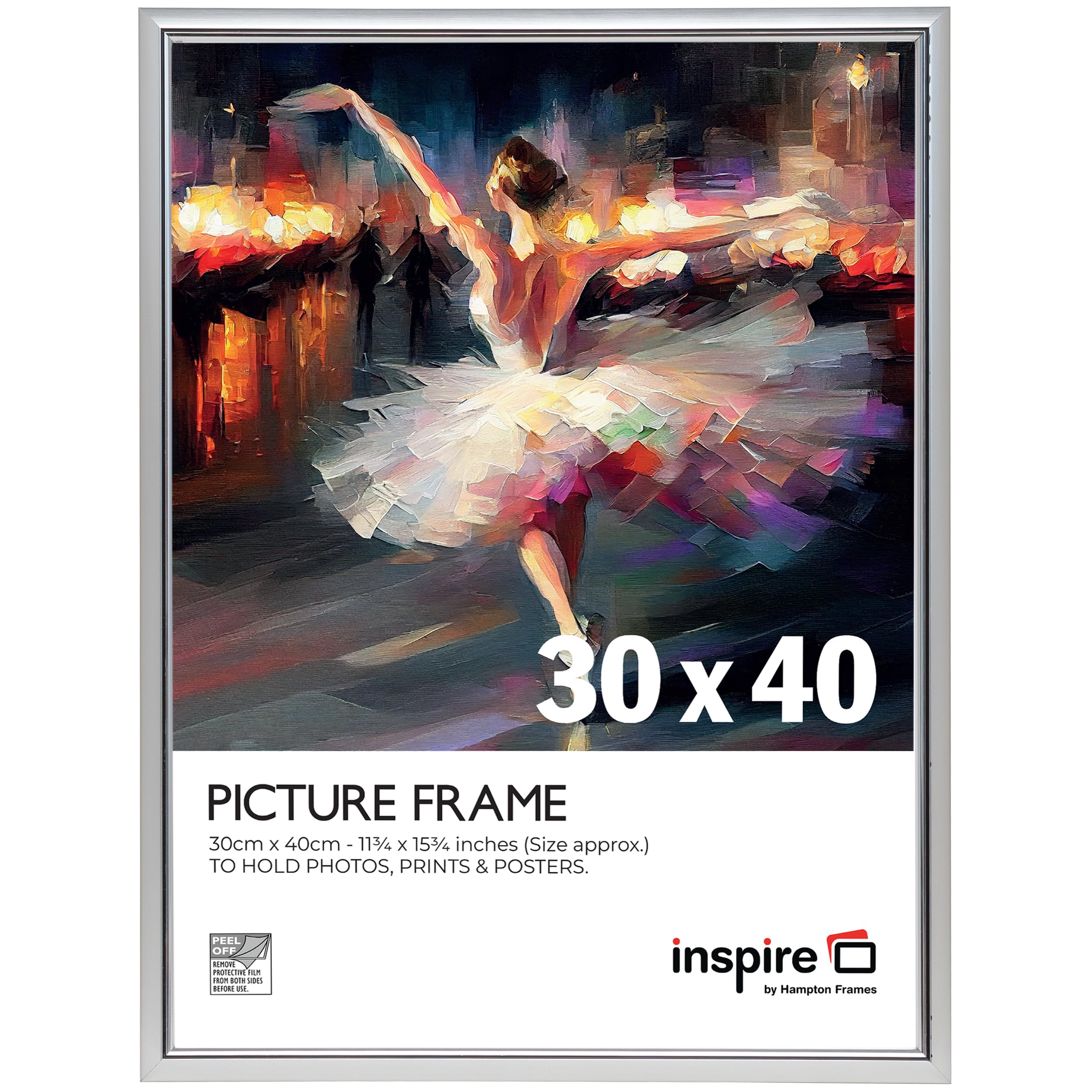 Inspire By Hampton EASYLOADER 30x40cm Silver Picture Poster Frame Acrylic (Non-Glass) IBH-EAS3040SVPX-1PK