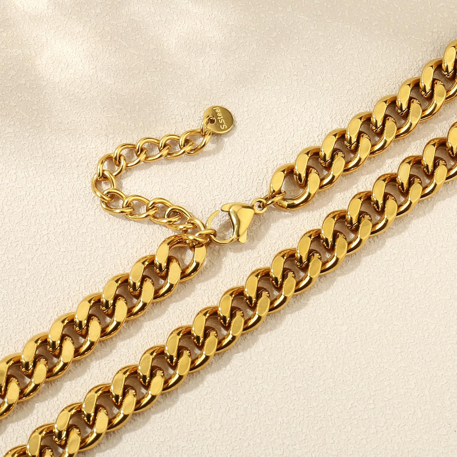 14K Gold/Silver 316L Waterproof Stainless Steel Bracelet For Men, Cuban Chain, W:9mm, L:6.7"+2, Hypoallergenic Jewelry Anniversary Birthday Gifts Friends - Image 7