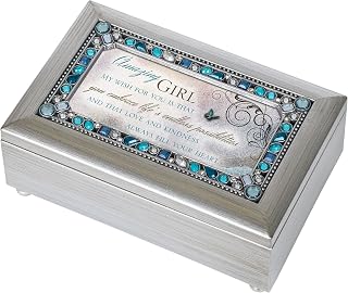Cottage Garden Amazing Girl Jeweled Silver Finish Petite Music Box Plays Tune You Light Up My Life