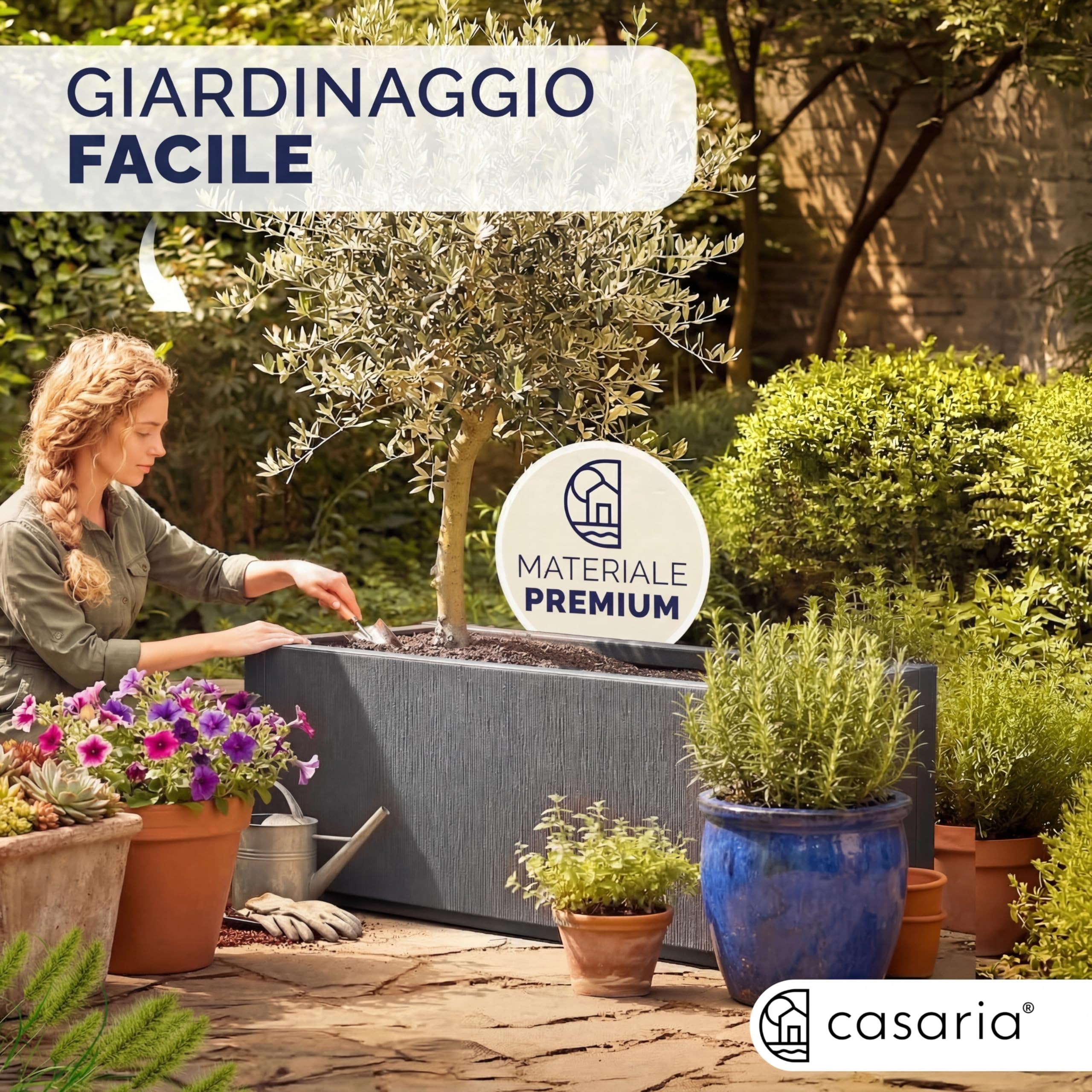 Casaria® 2x Fioriera da Esterno Ethica in Plastica 80L 80x36x35cm Base Drenante Fioriere da Giardino Vaso Grade per Fiori Vasi per Piante Rettangolari