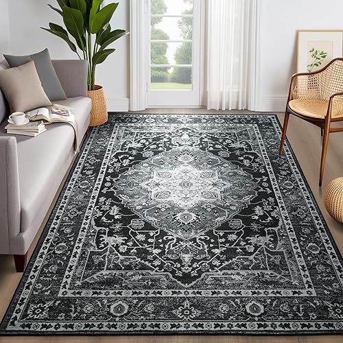 Miniatura 8 de YJ.GWL Alfombra bohemia de 2 x 6 pulgadas, alfombra persa lavable para pasillo, antideslizante, para entrada, lavandería, no se desprende, alfombra