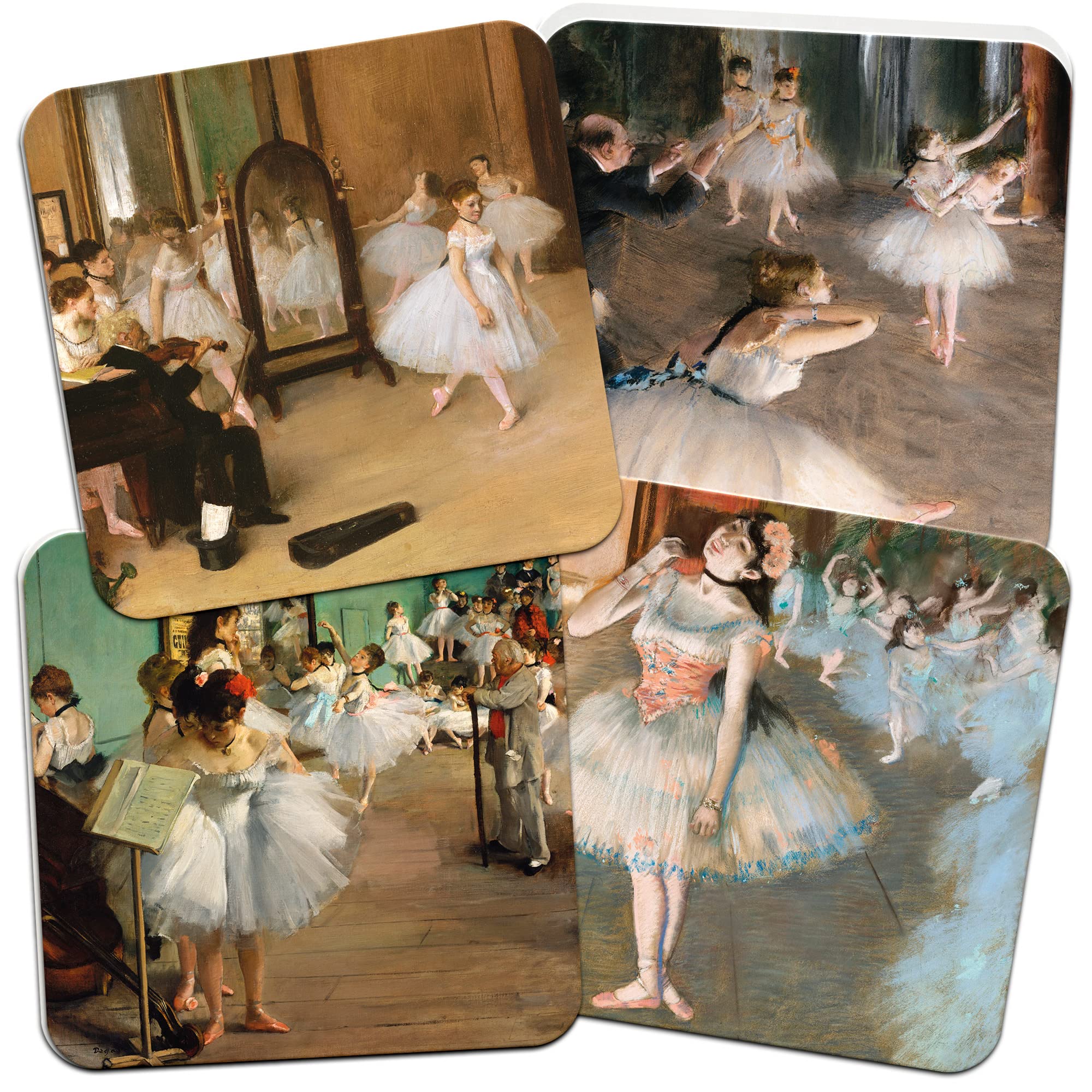 Ditac Yellow Degas 95Mm Square Ballet Themed Cork Backed Coaster Set Of 4.