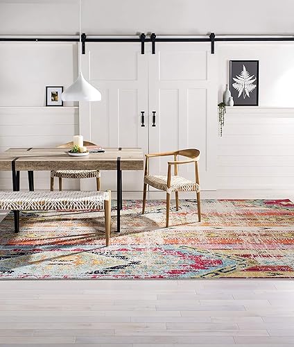 Miniatura 10 de SAFAVIEH Colección Monaco - Alfombra de área de 8 x 11 pies, Multicolor, diseño tribal bohemio chic envejecido, no desprende pelusa y de fácil