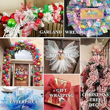 White 10 Inch Deco Mesh Ribbon, Decorative Mesh Roll for Wreath Supplies Crafts Christmas Tree Garland Easter Valentine Mardi Gras Decoration (2 Rolls)