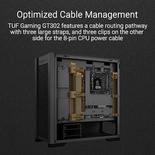Miniatura 6 de ASUS TUF Gaming GT302 ARGB ATX Mid-Tower PC Case Cuatro ventiladores ARGB de 5.512 x 1.102 in para alto flujo de aire y presión estática, panel