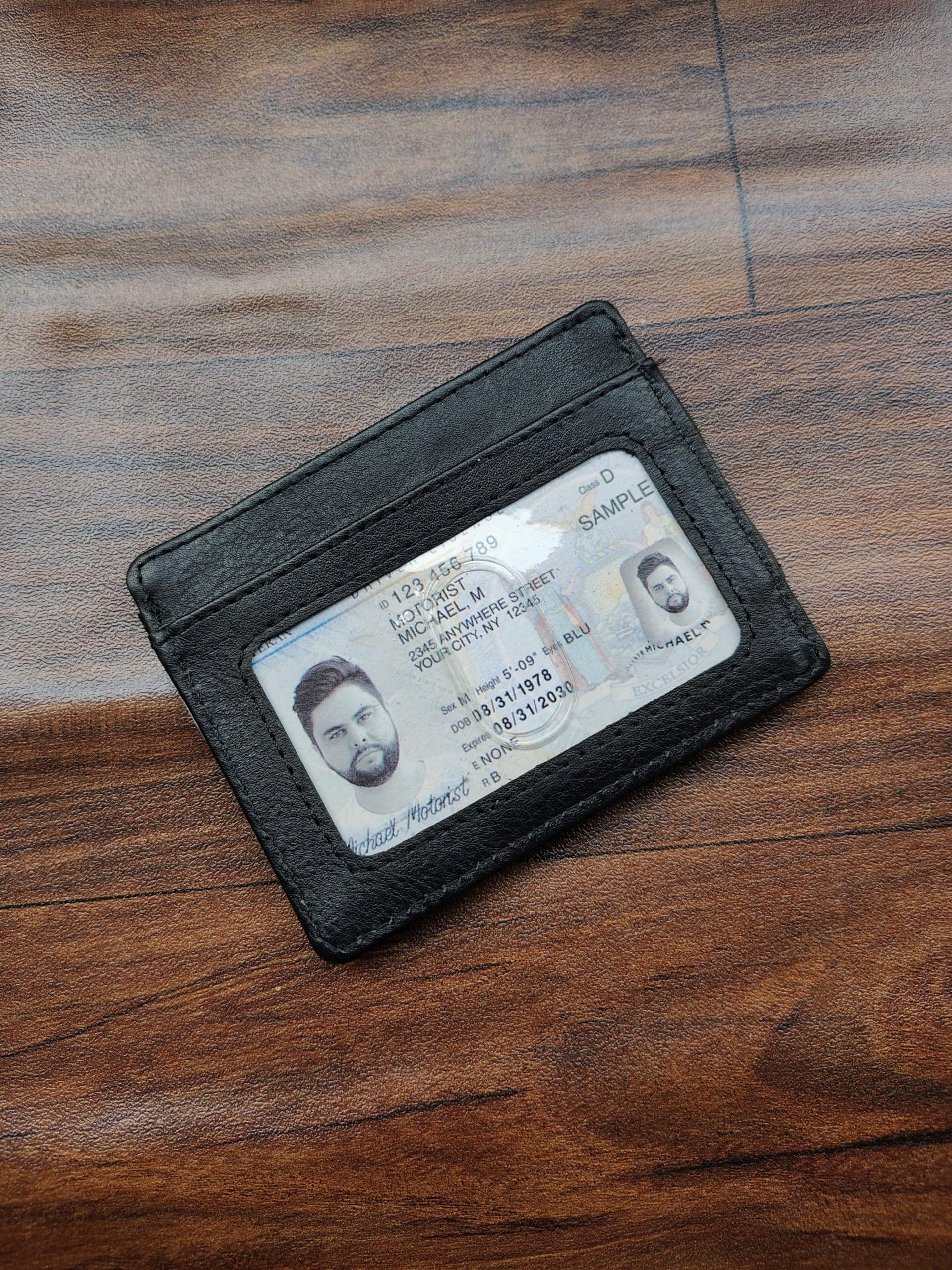 Slim Minimalist Wallet for Men with Magnetic Money Clip, Leather Wallet, Credit Card Holder