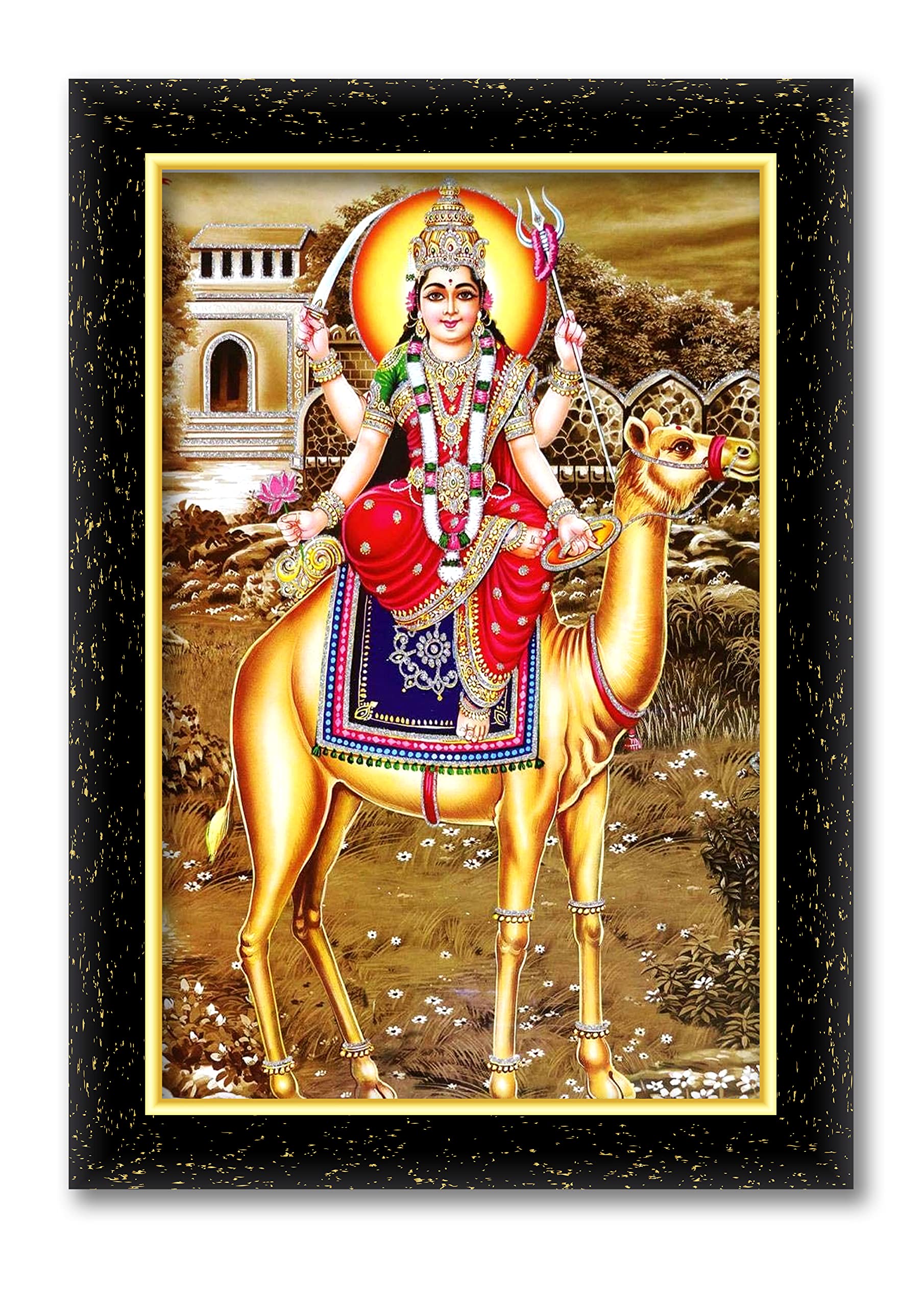 ARAAKA RAMAKR MOMAI MAA INDIAN HINDU GOD @ Laminated photo frame for wall, living room, gifts Painting size- 8 height x 6 width inch (Wood Base and Front Laminated)