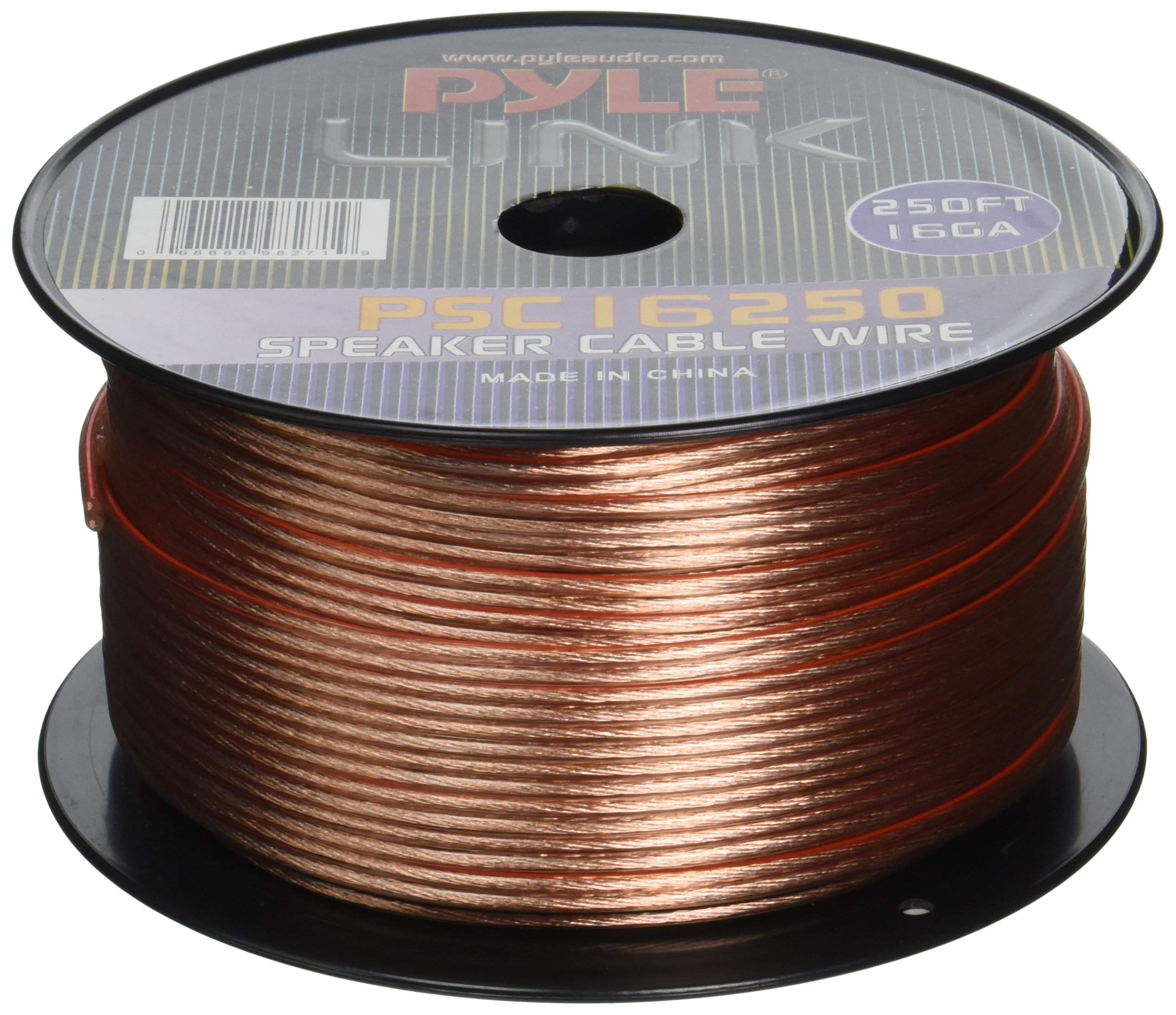 250ft 16 Gauge Speaker Wire - Copper Cable in Spool for Connecting Audio Stereo to Amplifier, Surround Sound System, TV Home Theater and Car Stereo - Pyle PSC16250