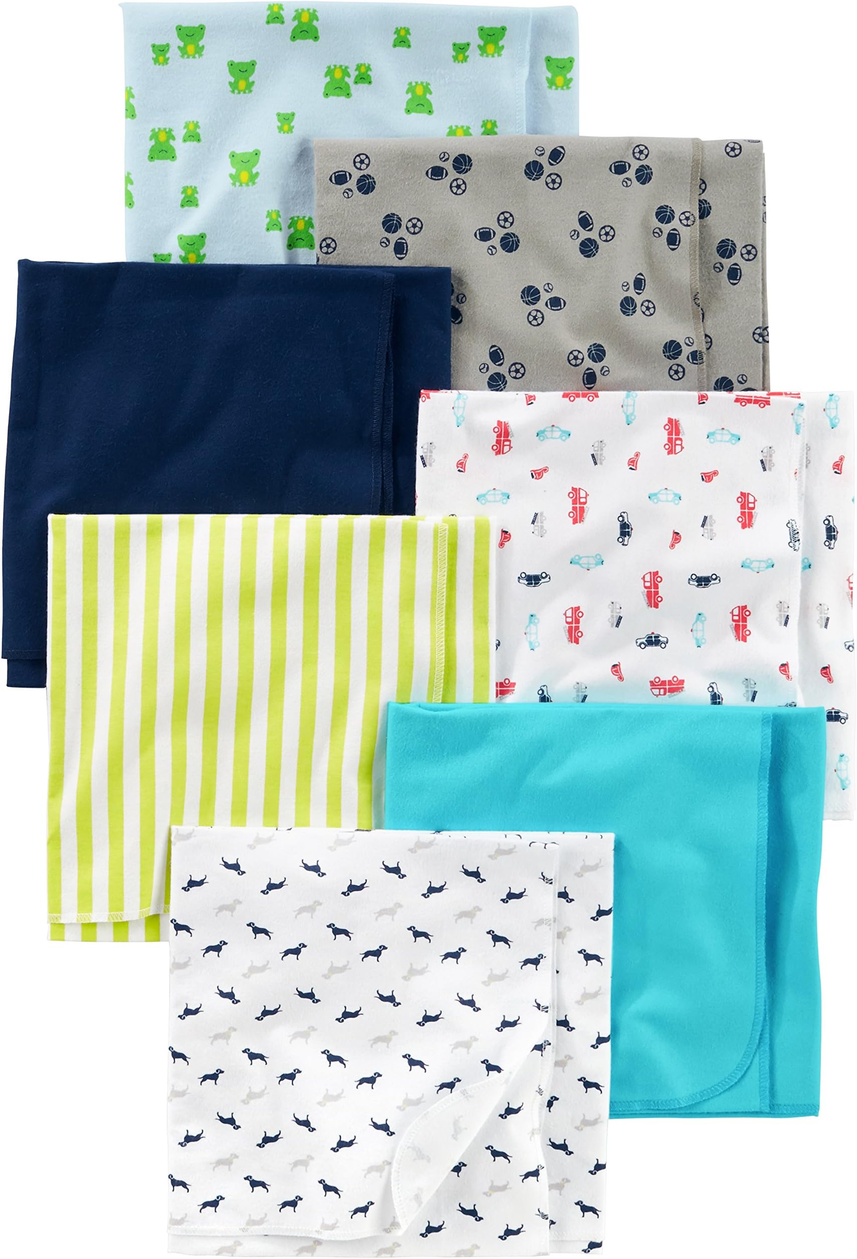 Unisex Babies' Flannel Receiving Blankets, Pack of 7