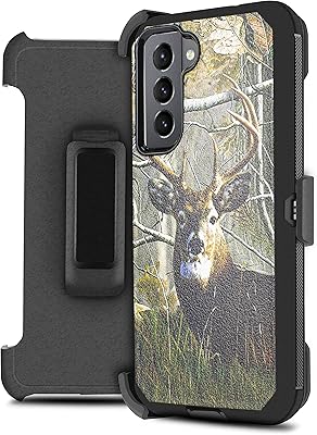 Thousandgear Designed for Samsung Galaxy S21 FE [Built-in Screen Protector] Holster Belt Swivel Clip Kickstand Heavy Duty Full Body Armor Shockproof Protective Case for Galaxy S21 Fan Edition (Deer)