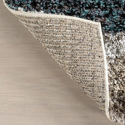 Miniatura 3 de nuLOOM Drey - Alfombra de pelo largo a rayas, 4 x 6 pies, azul multicolor