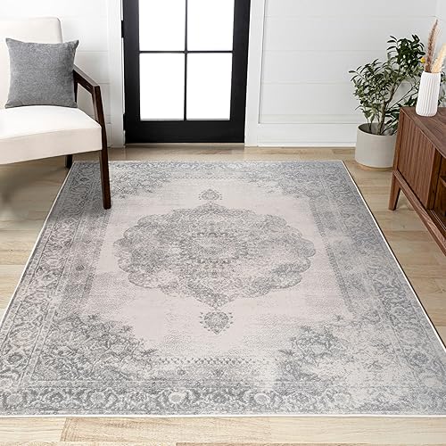 JONATHAN Y MDP403C-8 Rosalia Cottage Medallion - Alfombra para interiores, estilo vintage, bohemio, fácil de limpiar, para dormitorio, cocina, sala