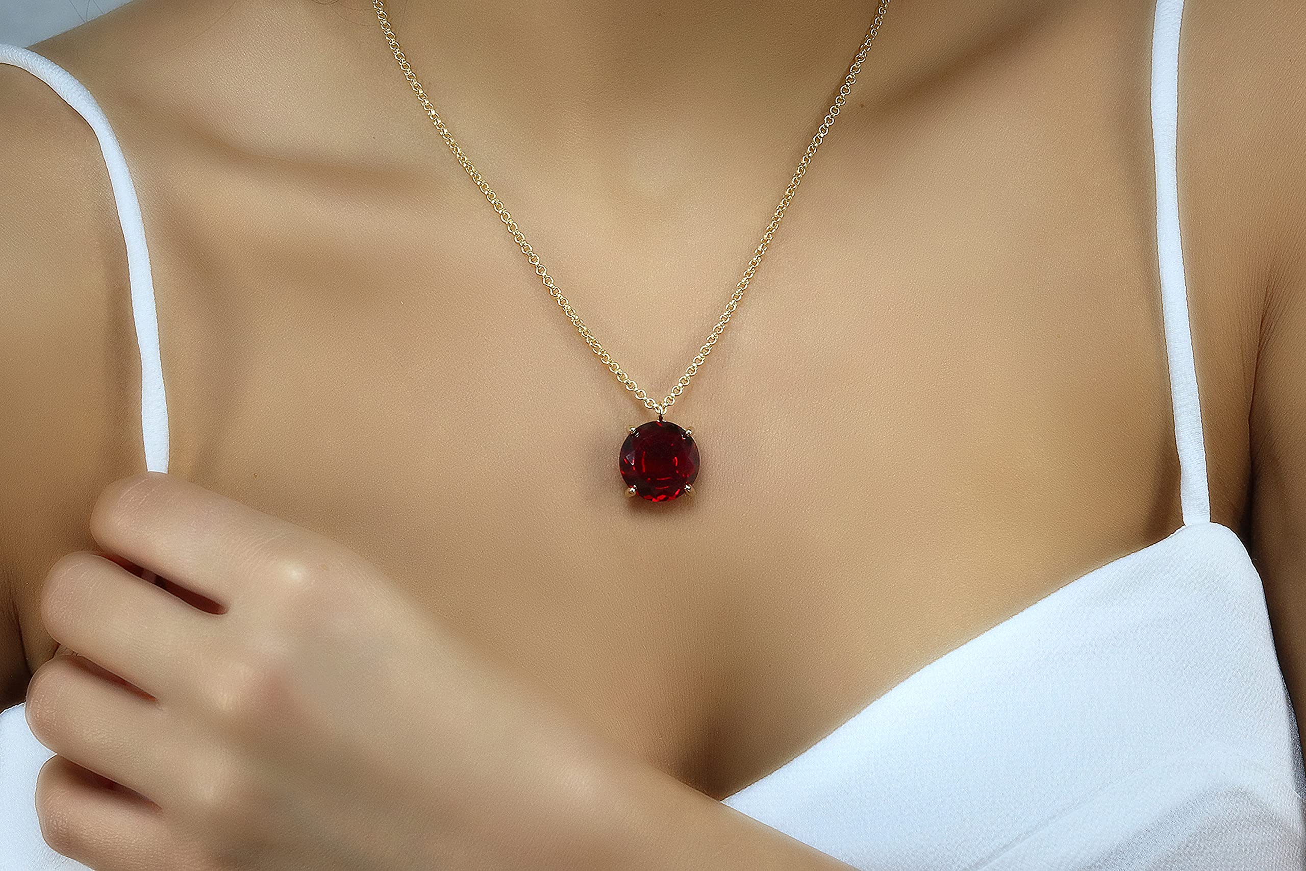 Affascinante Granato Collana in Oro - Audace Collana con Ciondolo Rosso - Gioielli Fatti a Mano per Moda, Matrimonio, Anniversario, Regali di Compleanno Gennaio - Collane su Misura per Lei