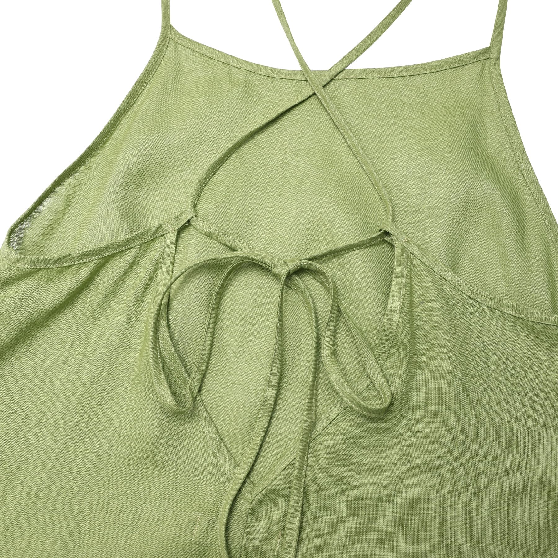 Amazhiyu Vestido de verano para mujer, vestido largo de lino, vestido largo de verano, vestido maxi, vestido de flores, tirantes delgados, sin mangas, cuello redondo, vestido de playa, vestido de