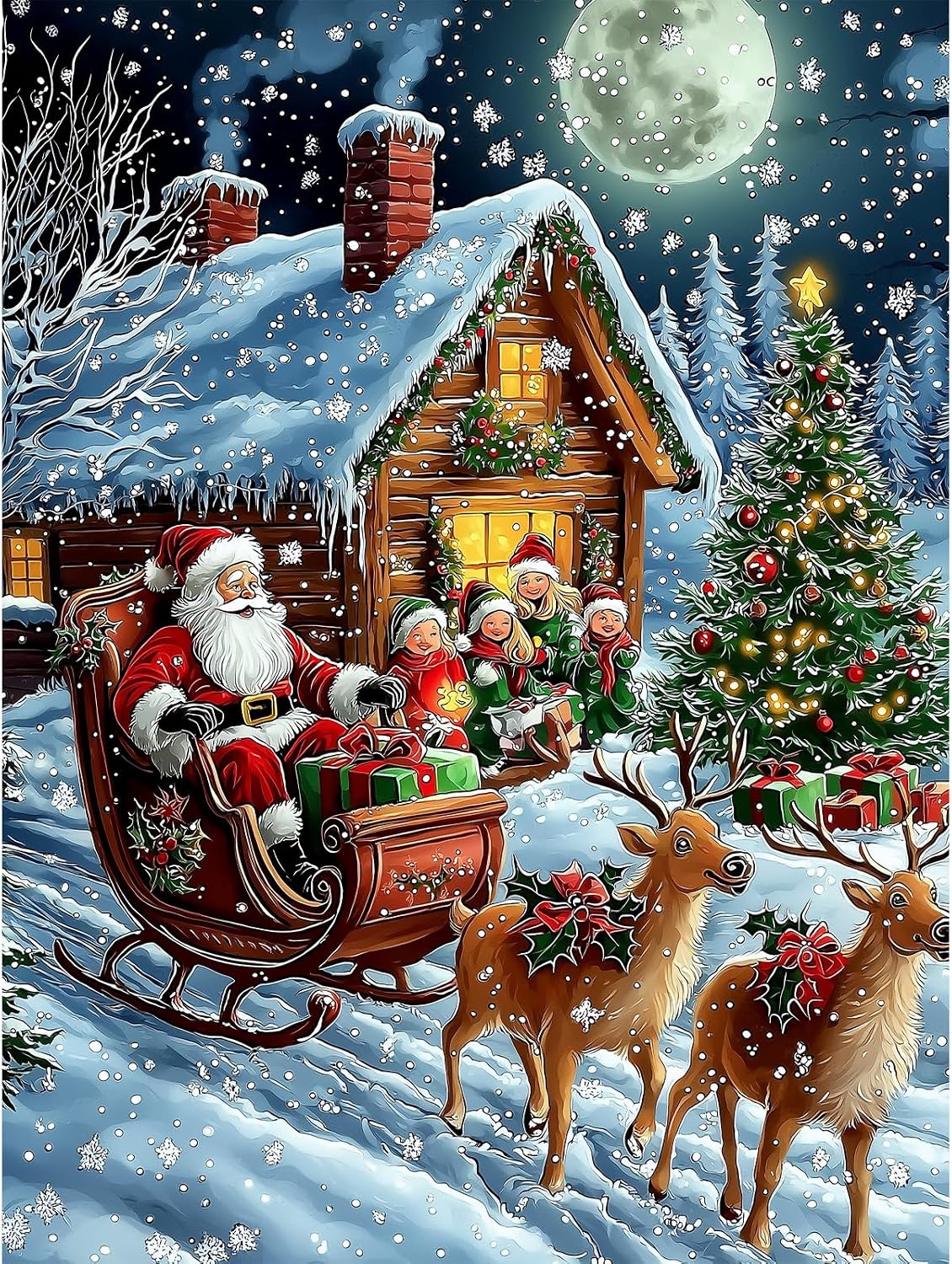 Lxmsja 5D Diamond Painting Kits for Adults Christmas, Christmas Diamond Art Kits Adults Beginners, Full Drill Diamond Painting Kit, Diamond Crystal Gem Art Kits Adults for Home Wall Decor 30x40cm