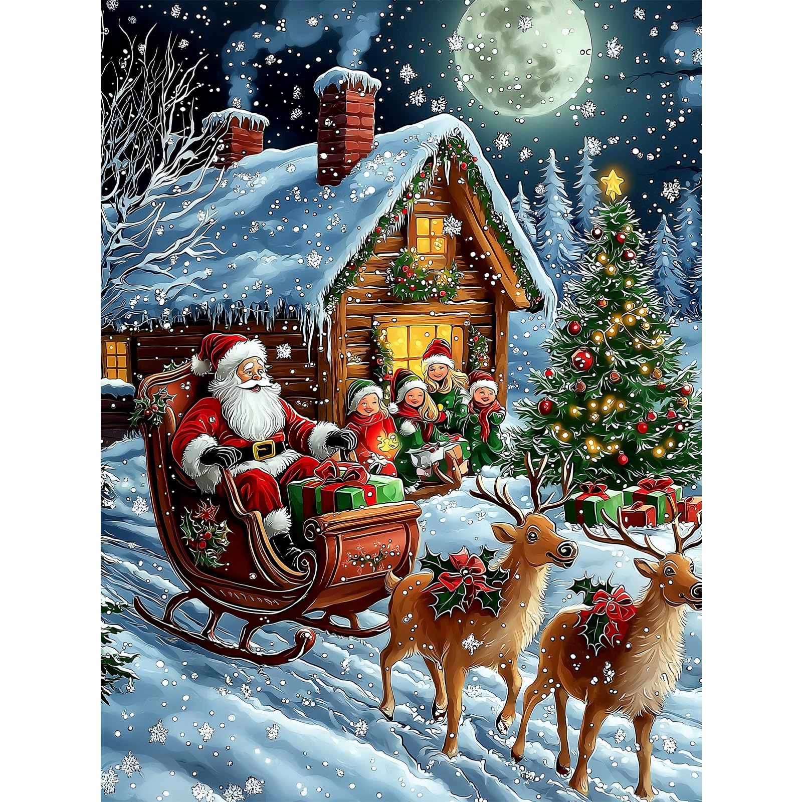 5D DIY Diamond Painting Kit Completo,Babbo Natale Pittura Diamante Kit Completo Adulti Bambini Ricamo Punto Croce Cristallo Strass Tela Artigianali Decor Della Parete di Casa Square Drill,30x50cm