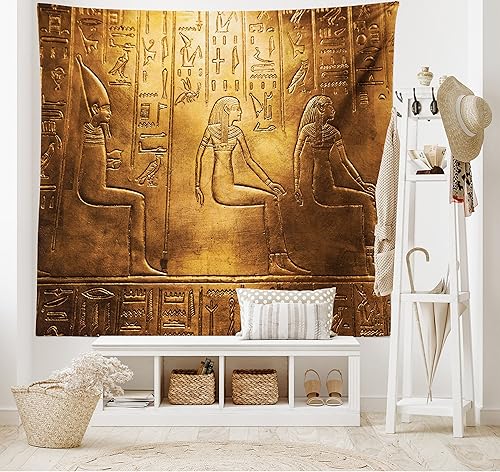 Miniatura 48 de Lunarable Tapiz costero, tumbonas y mar Caribe bajo el parasol naranja, imagen de vacaciones de luna de miel, decoración de tela para colgar