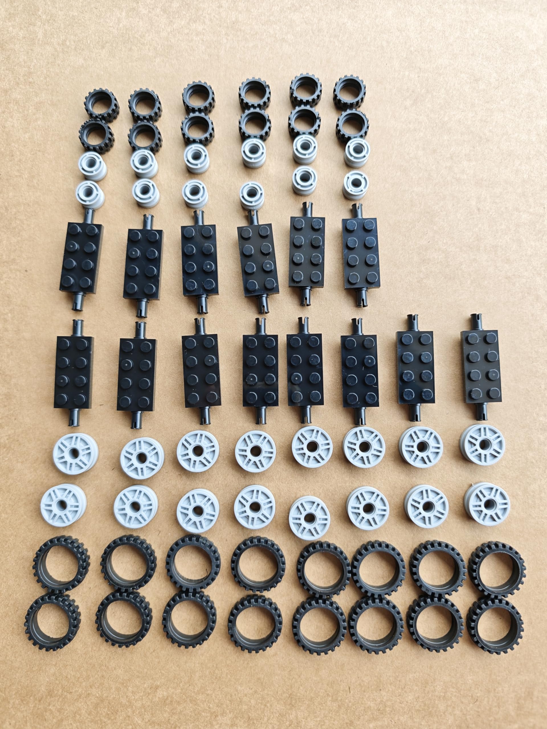 Juego de 70 ruedas y ejes de coche de ciudad, piezas de chasis, bloques de construcción, compatibles con Lego para niños y niños