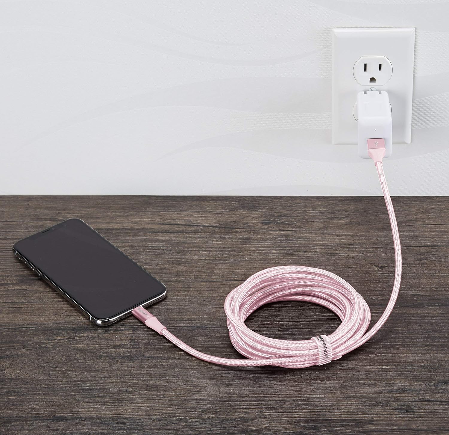🔥 Flаѕh Sаlе Amazon Basics Double Braided Nylon Lightning to USB Cable, Advanced Collection, MFi Certified Apple iPhone Charger, Rose Gold, 10 Feet
