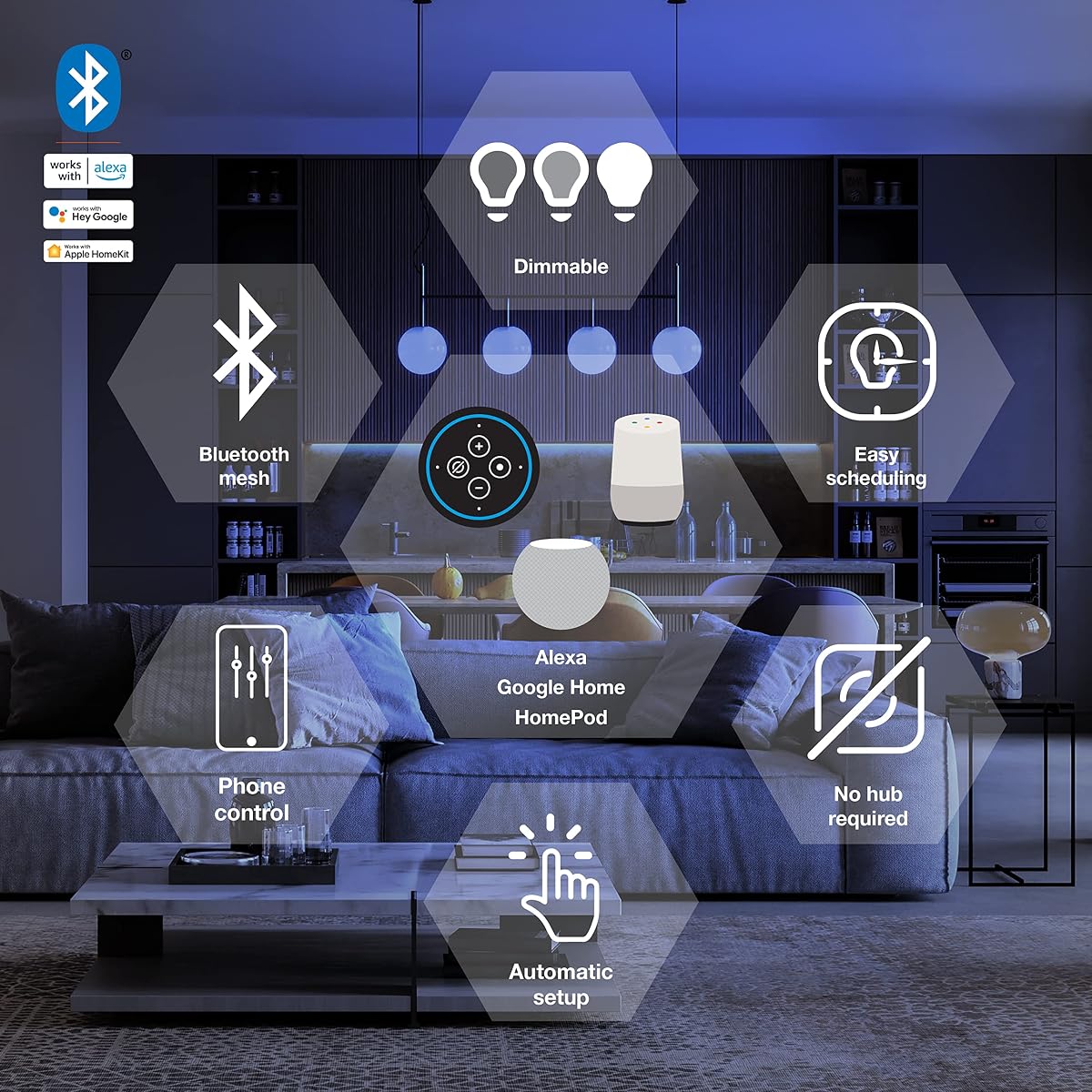 Cync Smart Bulb, A19 Color, Tunable \ White, Dimmable LED, Bluetooth & Wi-Fi, 1100 Lumens (Pack of 4) view 4
