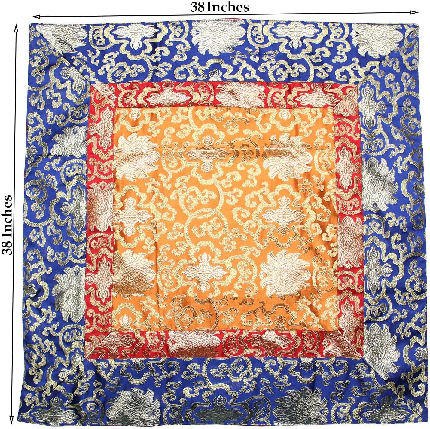 DharmaObjects Tibetan Lotus Silk Brocade Table Runner / Shrine Cover / Altar Cloth / Table Cover (36 X 36 Inches)