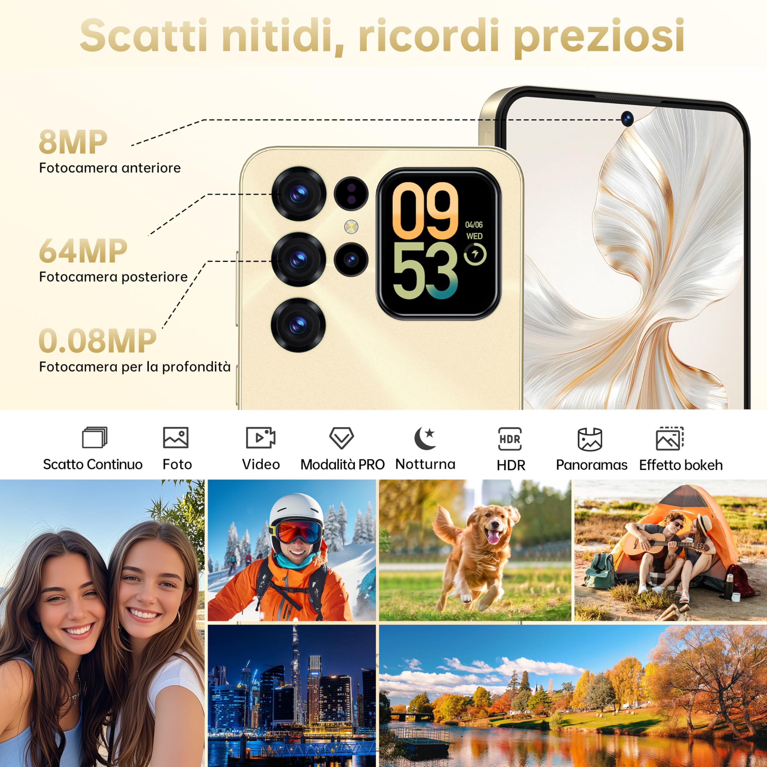 OUKITEL C68 PLUS Smartphone Android - 7.2"HD+ 120Hz Schermo Grande & 1.81" Schermo Posteriore, 24GB RAM+256GB ROM/1TB Telefono Cellulare, 64MP+8MP,6000mAh Cellulari,Dual SIM 4G/Face ID/Fingerprint/NFC