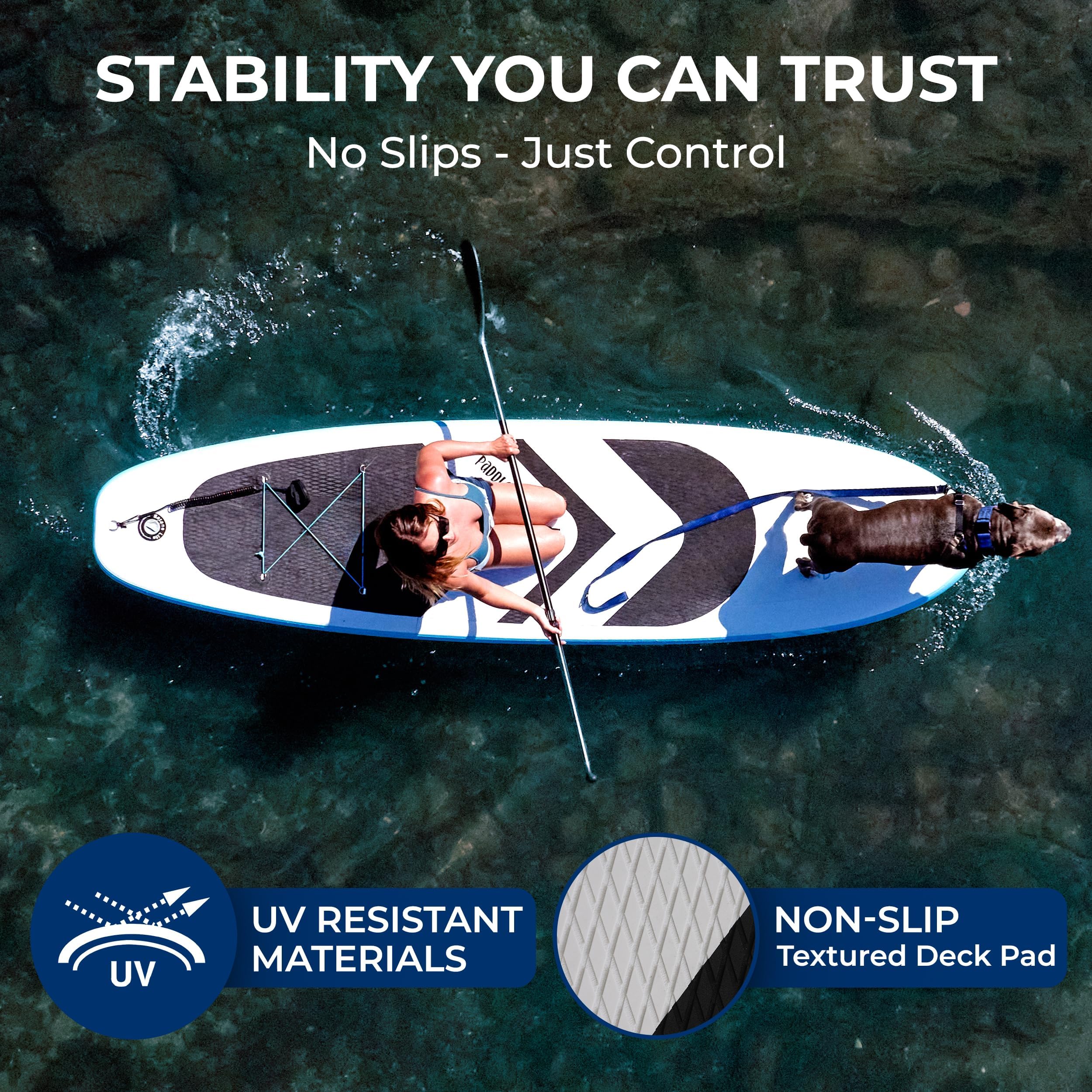 SereneLife dmuchana deska SUP 11’6” przyjazna dla zwierząt – paddleboard dla dorosłych i wspólnych przejażdżek ze zwierzętami – szerokość 35”, akcesoria premium SUP, udźwig 485 lbs