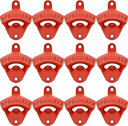 Miniatura 19 de Abrebotellas de hierro fundido rojo Abridor de tapa de bebida de montaje en pared para regalo de novio Rojo -,Negro -,plateado (Aged Silver),Bronce