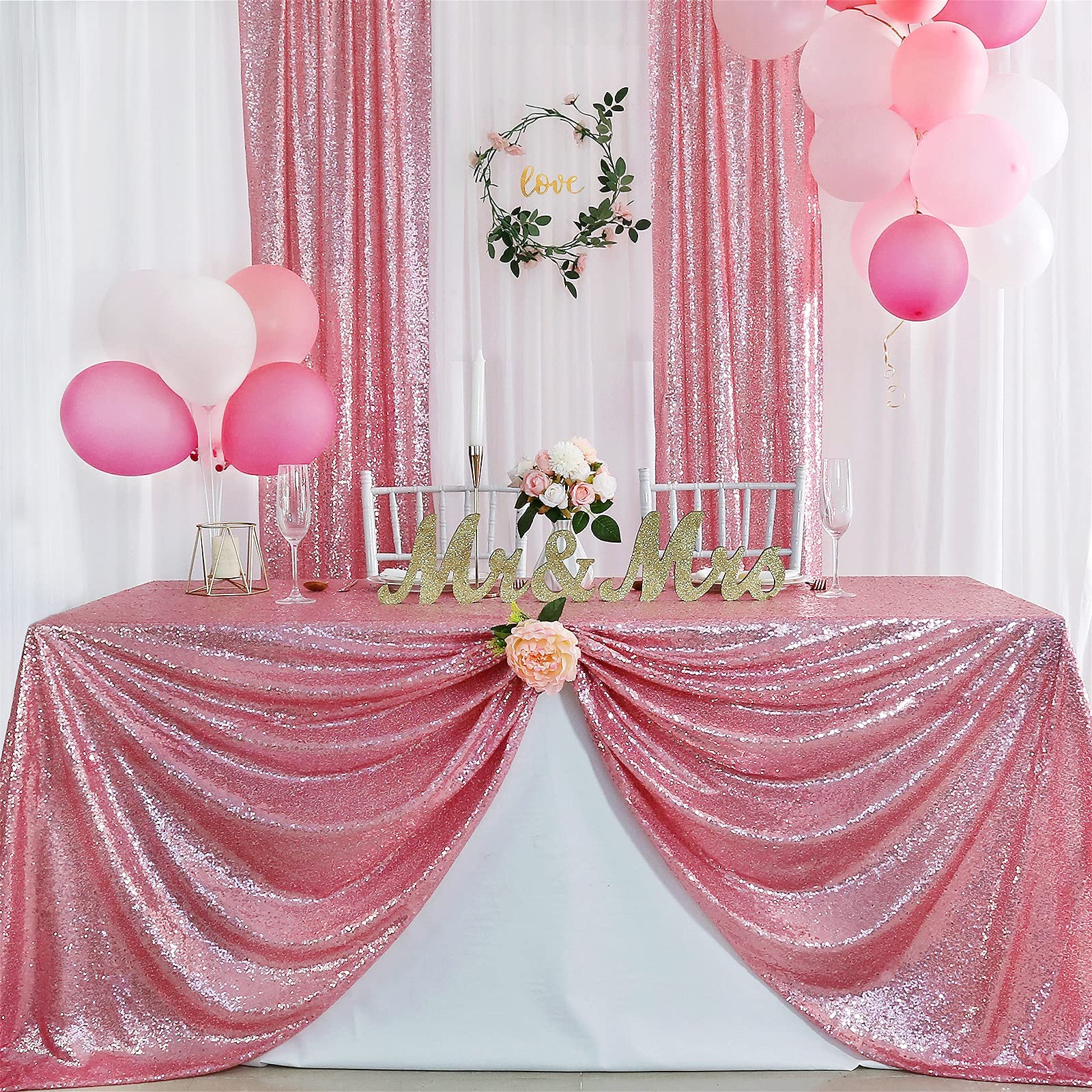 B-Cool Nappe à Paillettes Rose Pour Saint-Valentin, Nappe