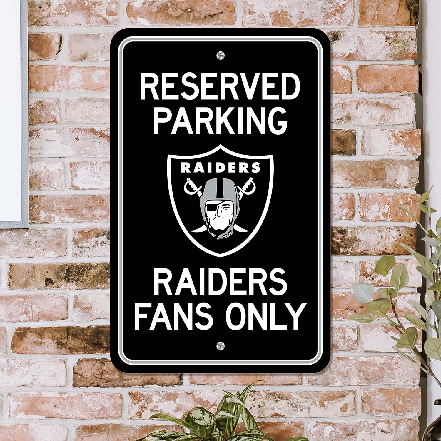 FANMATS NFL - Las Vegas Raiders Team Color Reserved Parking Sign Décor 18in. X 11.5in. Lightweight