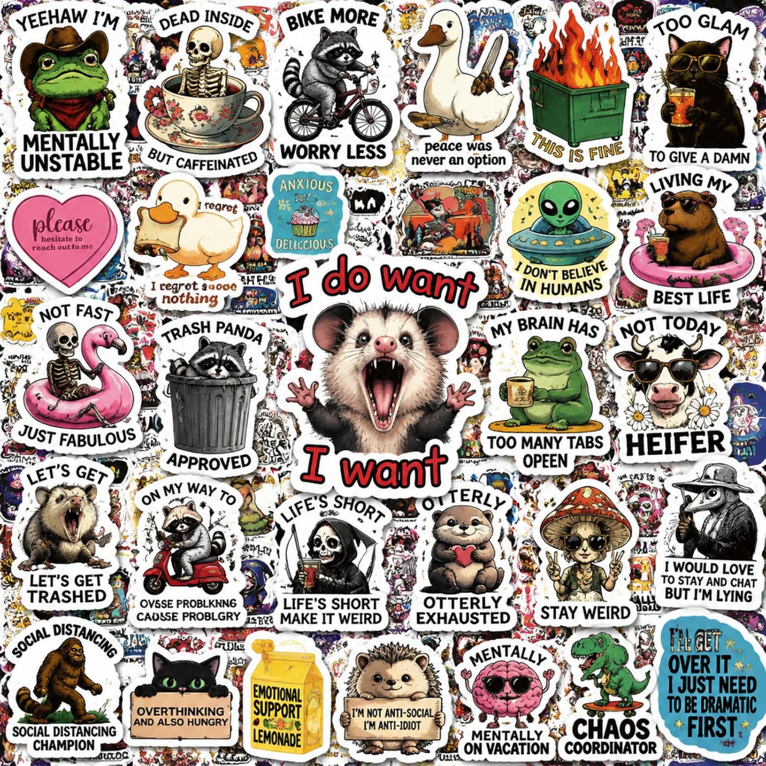 Gueevin 380 Pcs Funny Stickers for Adult, Sticker Pack for Water Bottle Car
