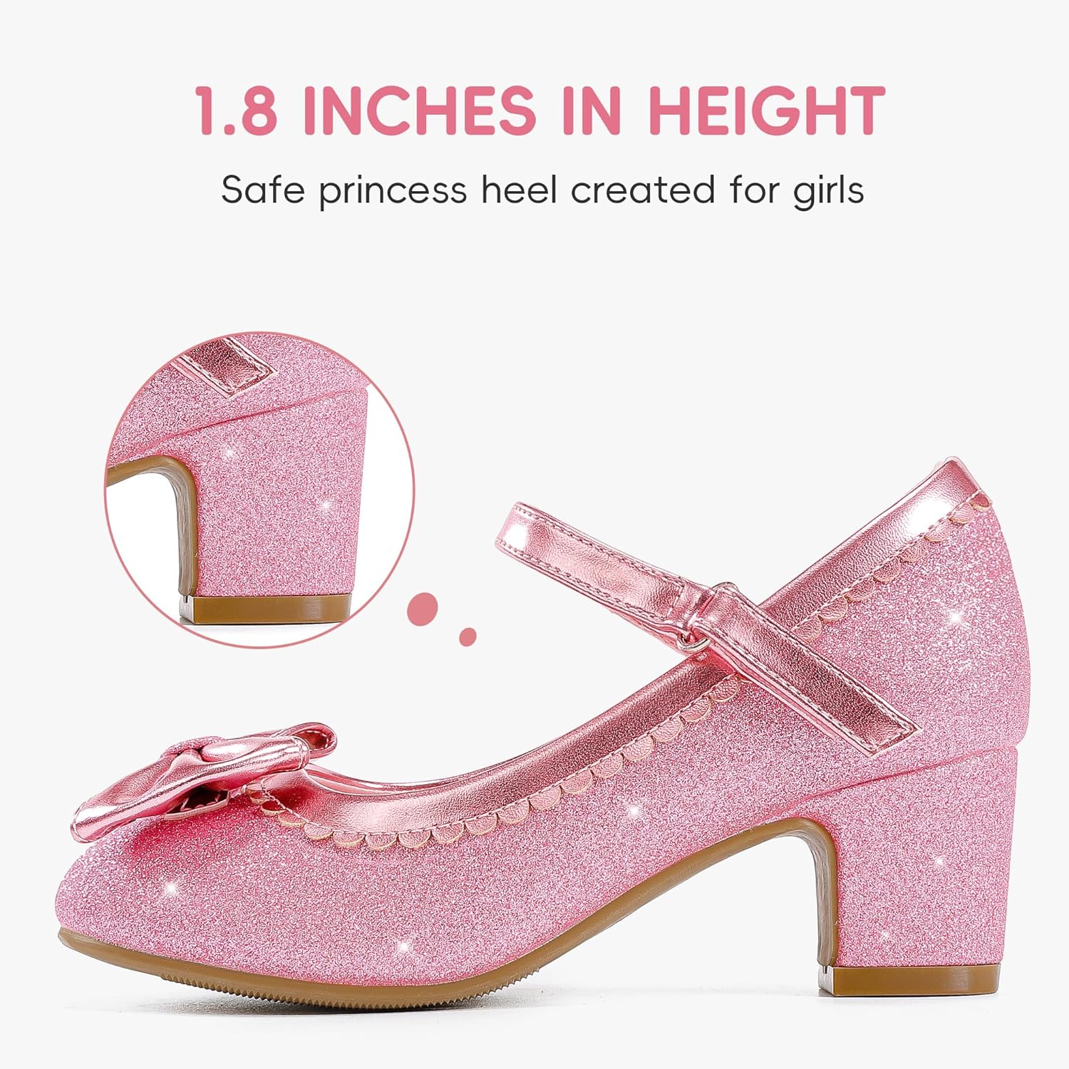 Princess Shoes High Heel Toddler Girls Dress Shoes Cute Bowknot Sparkle Mary Jane Flower Girls Wedding Birthday Party Prom for Little Big Kids - Image 4