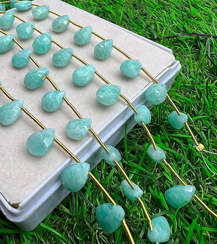 13 cuentas de Tiendaita natural de 7 pulgadas, 1 hebra, tamaño 8 x 10 - 0.276 x 0.433in, forma de pera, corte facetado, fabricación de cuentas y