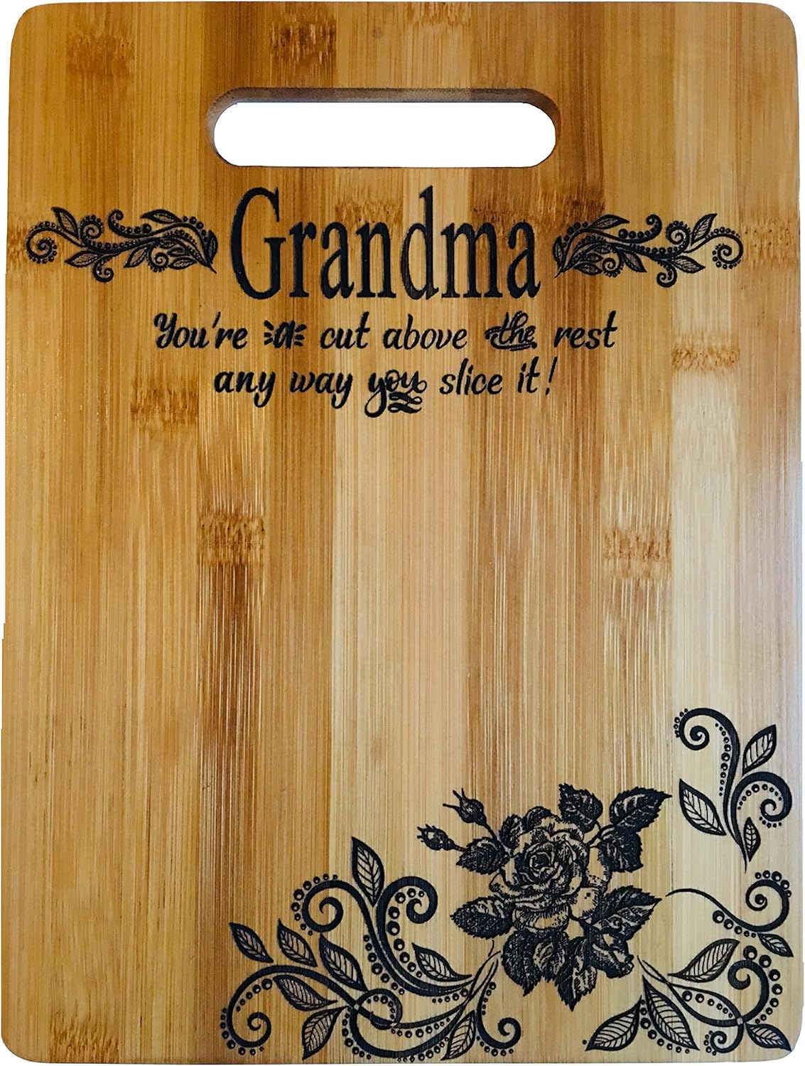 Grandmas Gift – Bamboo Cutting Board Design Grandma Gift Mothers Day Gift Grandma Birthday Christmas Gift Engraved Side For Décor Hanging Reverse Side For Usage (8.75x11.5 Rectangle)