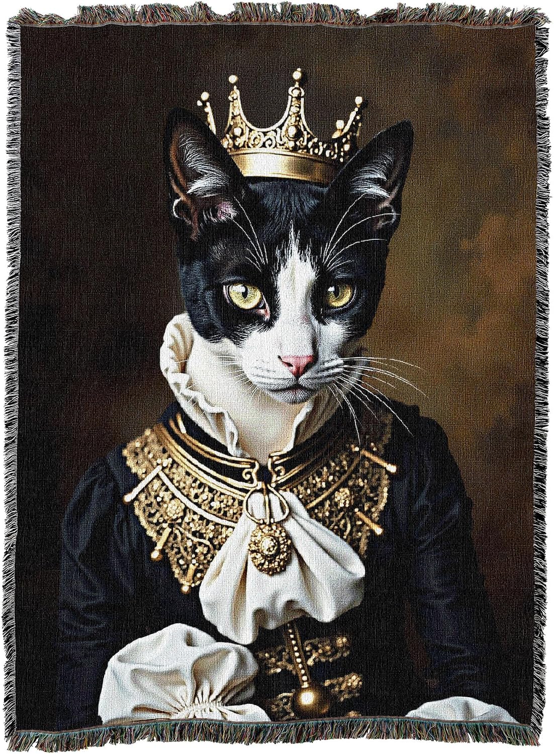 Pure Country Weavers Lady Tuxedo Blanket - Royal Gift for Cat Lover - Cotton Tapestry Throw - Made in The USA - 72"x54"