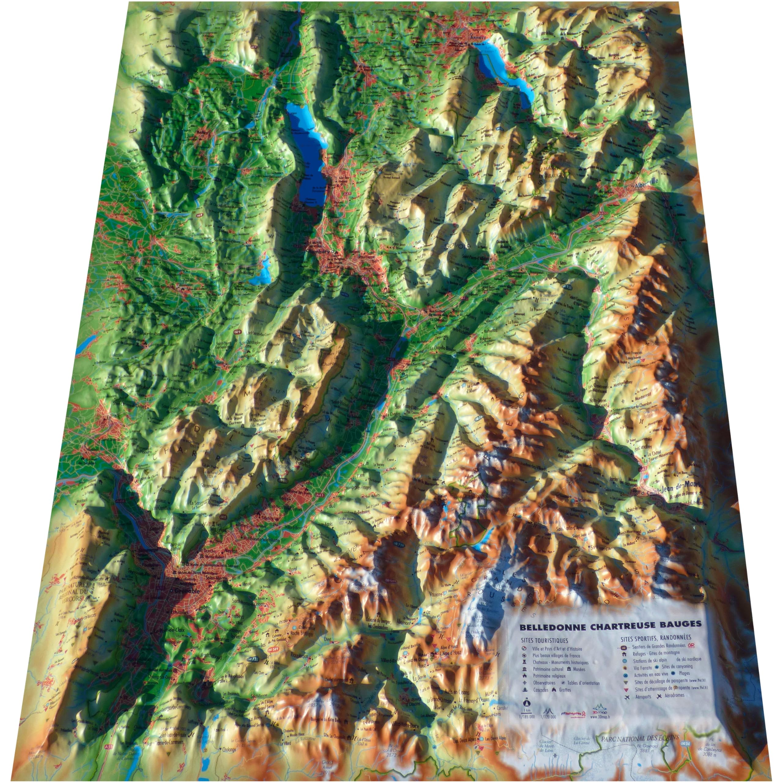 CARTE EN RELIEF DES BAUGES-BELLEDONNE-CHARTREUSE: CARTE EN RELIEF DES BAUGES-BELLEDONNE-CHARTREUSE