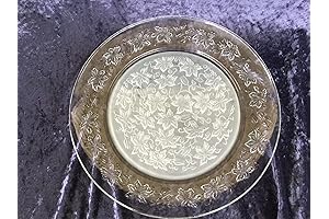 Princess House Fantasia Poinsettia 10" Clear Glass with Frosted Center Dinner Plate