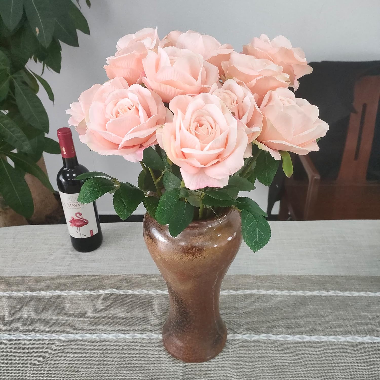 ATFL Blush Flowers,12 Pcs Blush Pink Roses,Light Pink Artificial,Flower Diameter 4'',Artificial Roses with Stems for Wedding Arrangement Centerpieces Party Home Table Decorations(Blush Pink) - Image 4