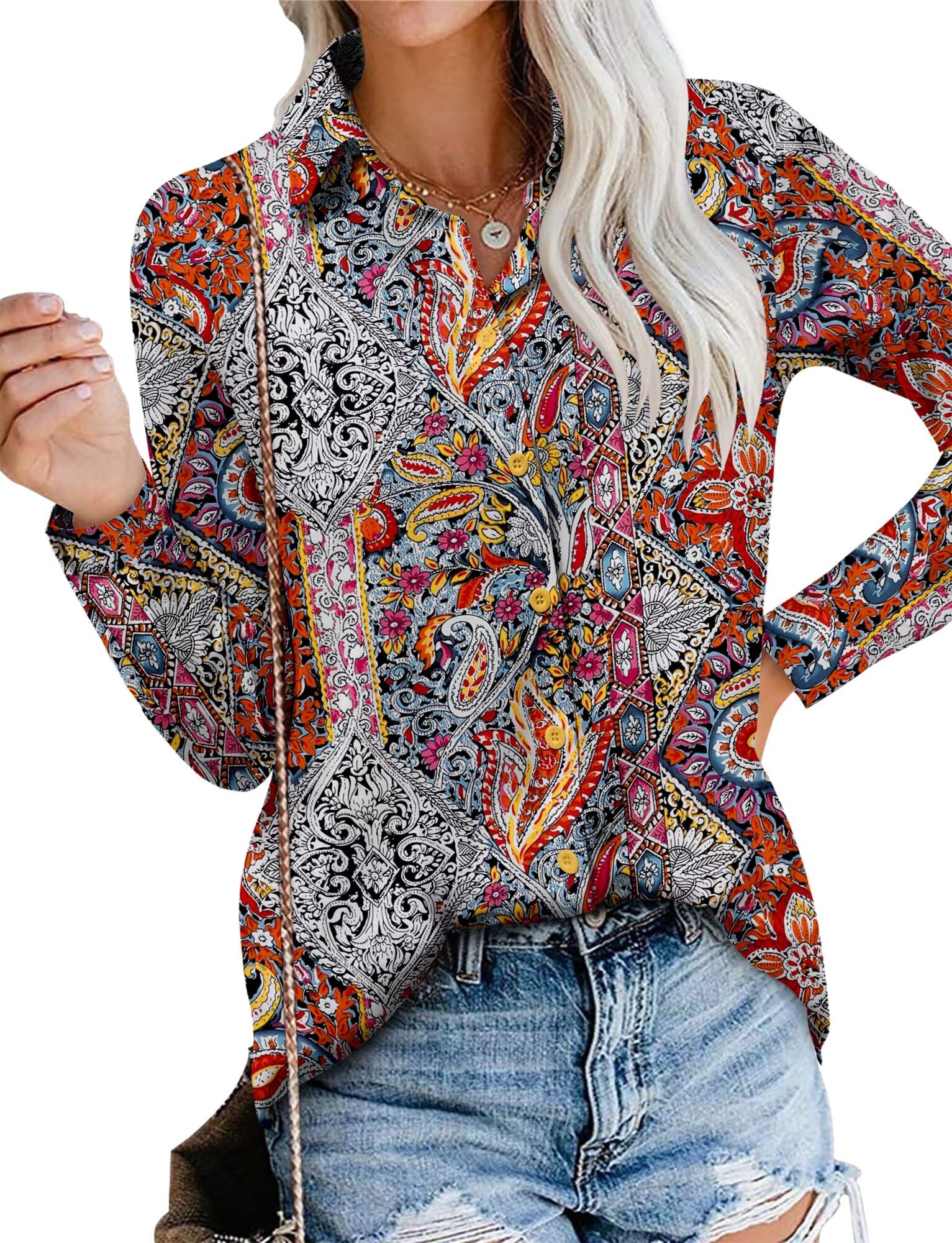 Magritta Women's Shirts Fashion Long Sleeve Tops Button Down Blouses