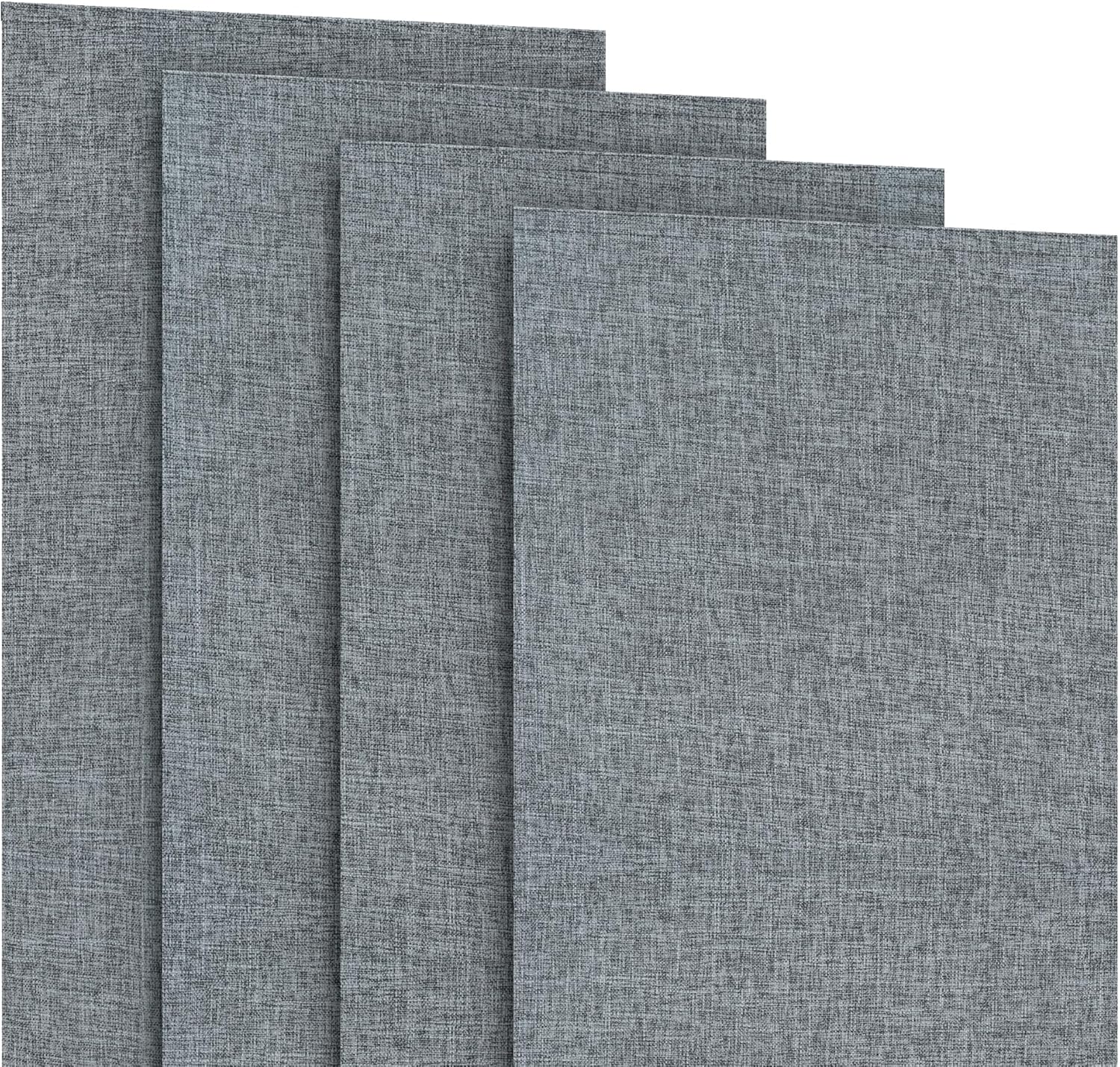 4-Panel Replacement Fabric for Sliding Panel Track Blinds – 23" W x 96" L – Fabric Only – Pre-Attached Hook & Loop Fasteners – Trimmable, No Bottom Rail Included, Room Darkening - Grey