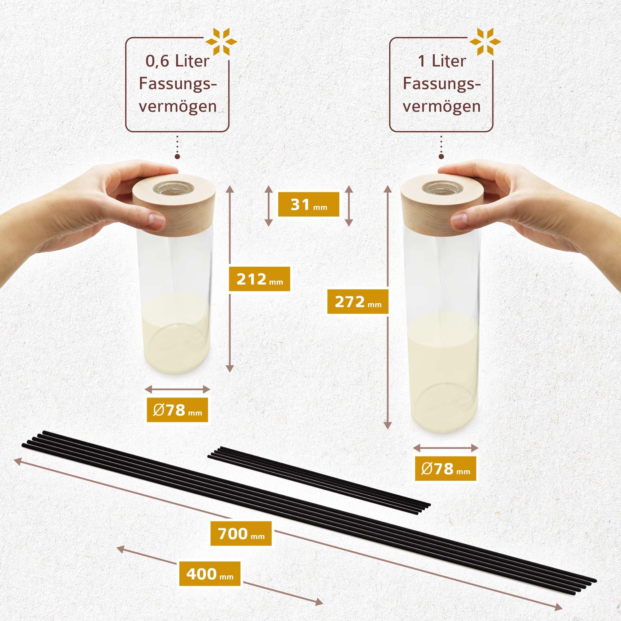 ZirbenDiffuserl Set 1000 ml + Wohlfühlerl 500 ml I Natürliche Raumbeduftung I Raumduft Nachfüllung ätherisch I Diffuser Holz Design I Duftöl 100% naturrein I Ideal für jeden Raum