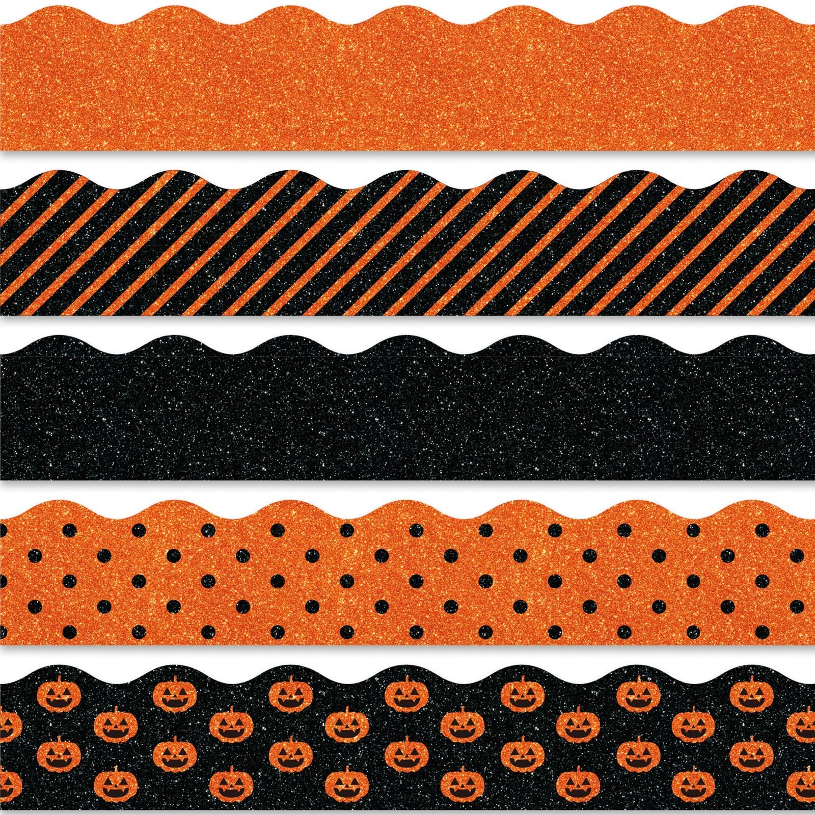 Bordure de citrouille d'Halloween autocollante pour décorer la salle de classe