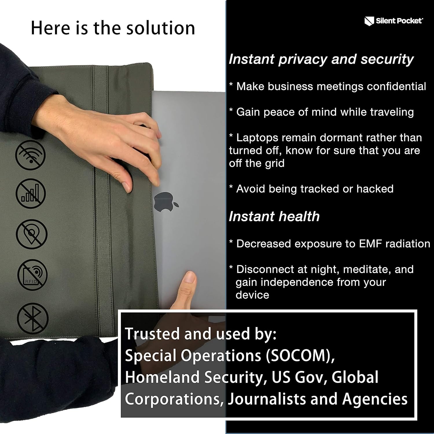 Silent Pocket Weatherproof Nylon Faraday Laptop Sleeve and Webcam Privacy Stickers Bundle