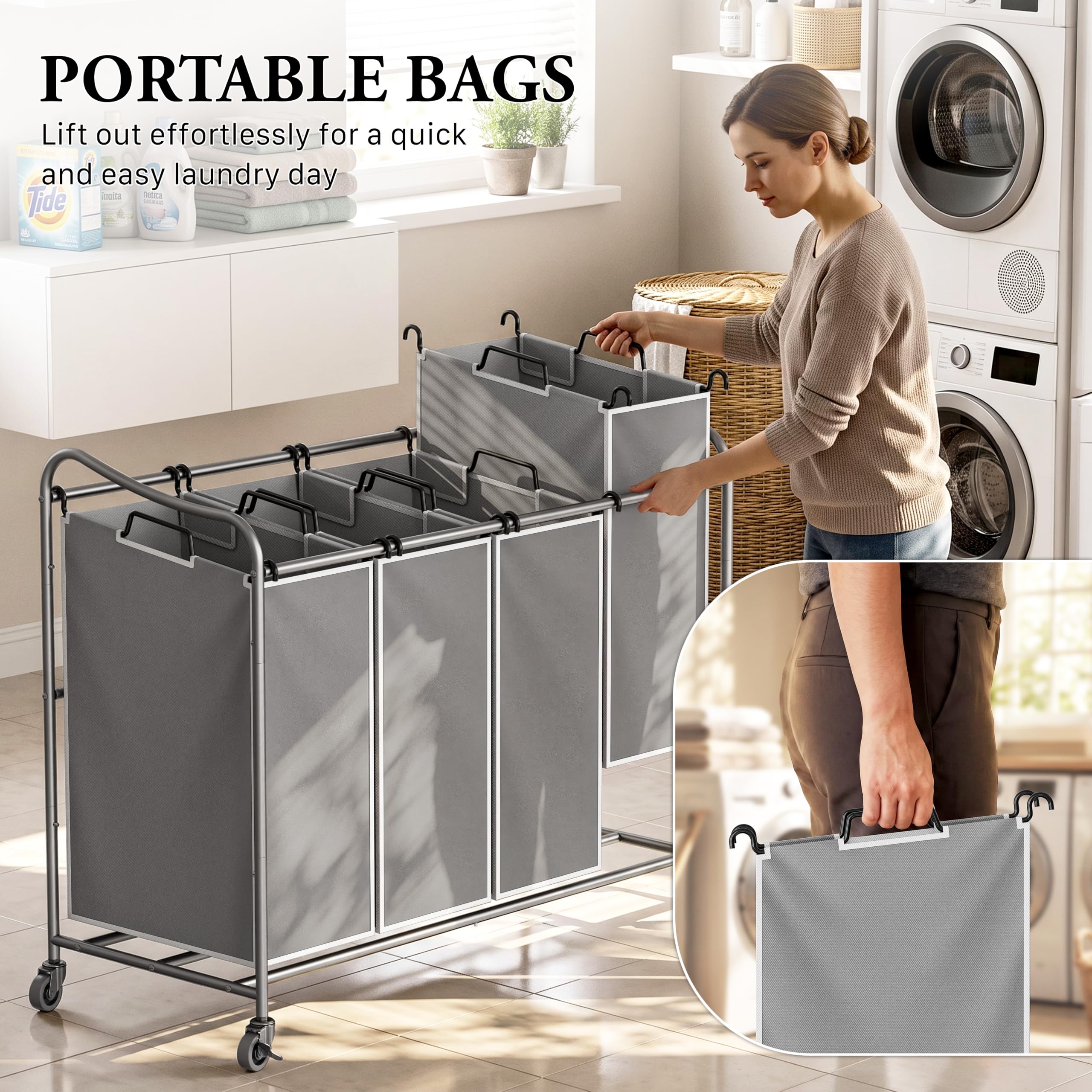 Amazon.com: Simple Houseware 4-Bag Heavy Duty Laundry Sorter